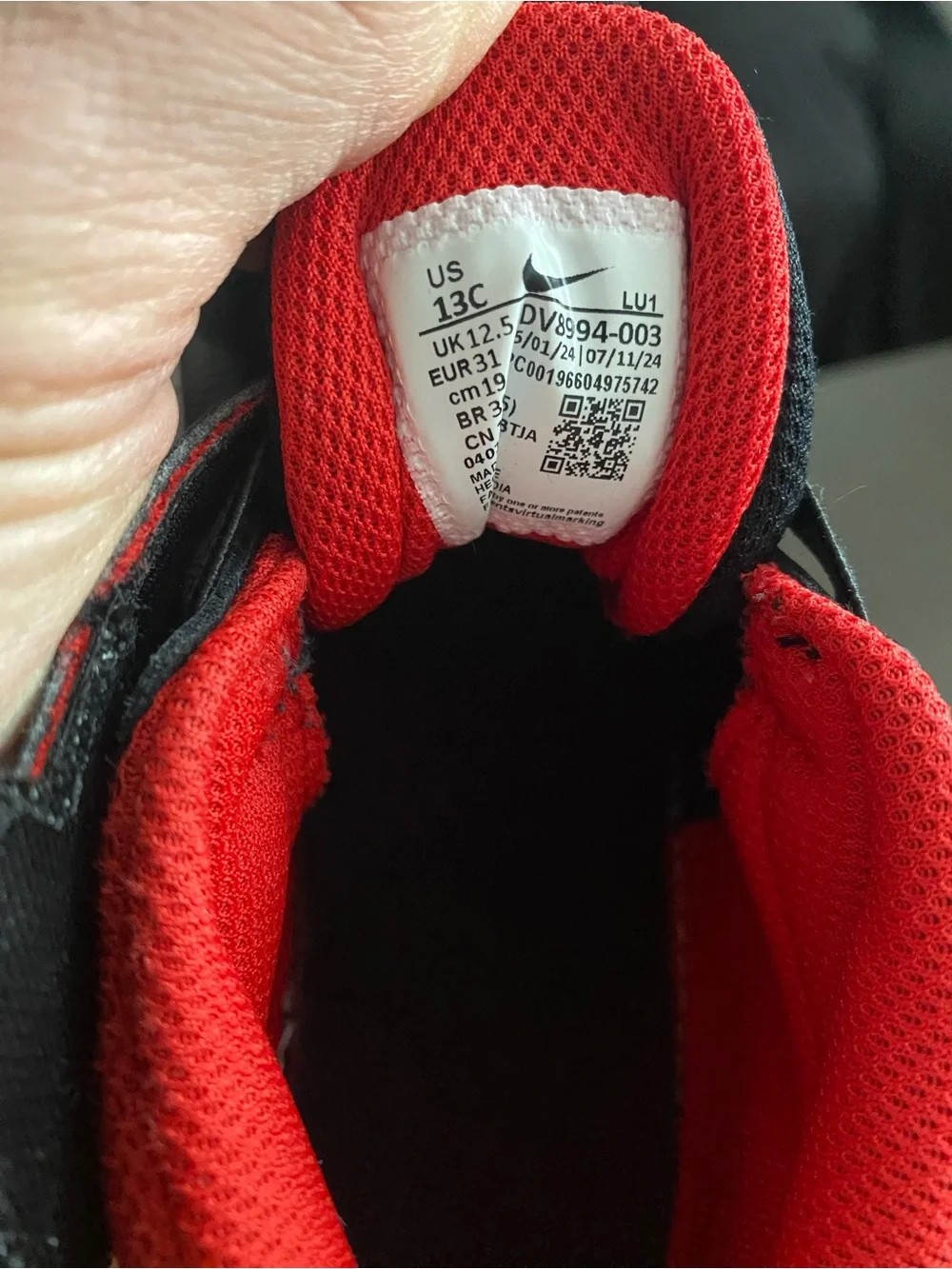 Nike Kids Black and Red Velcro Athletic Sneakers